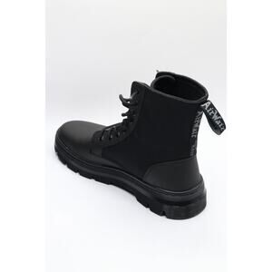 Dr. Martens unisex adult Lace Fashion Boot, Black Element & Black Poly Rip.